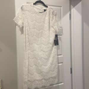 Lulu’s Take Me to Brunch Ivory lace shift dress L
